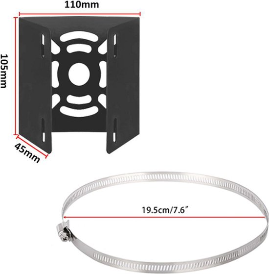 Beveiligingscamera-Beugel - Universele Verticale Paalmontagebeugel - Stevige Metalen Beugel - Met Bevestigingsring - Vlakke Paalbeugel - Metalen Beugell - Verticale Paaladapter - Geschikt Voor De Meeste Standaard Beveiligingscamera's - Zwart van Merkloos — afbeelding 5