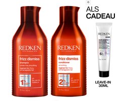 Redken Frizz Dismiss Duo + Cadeau – Shampoo 300ml & Conditioner 300ml + ABC Leave-In 30ml Cadeau – Pluizig Haar