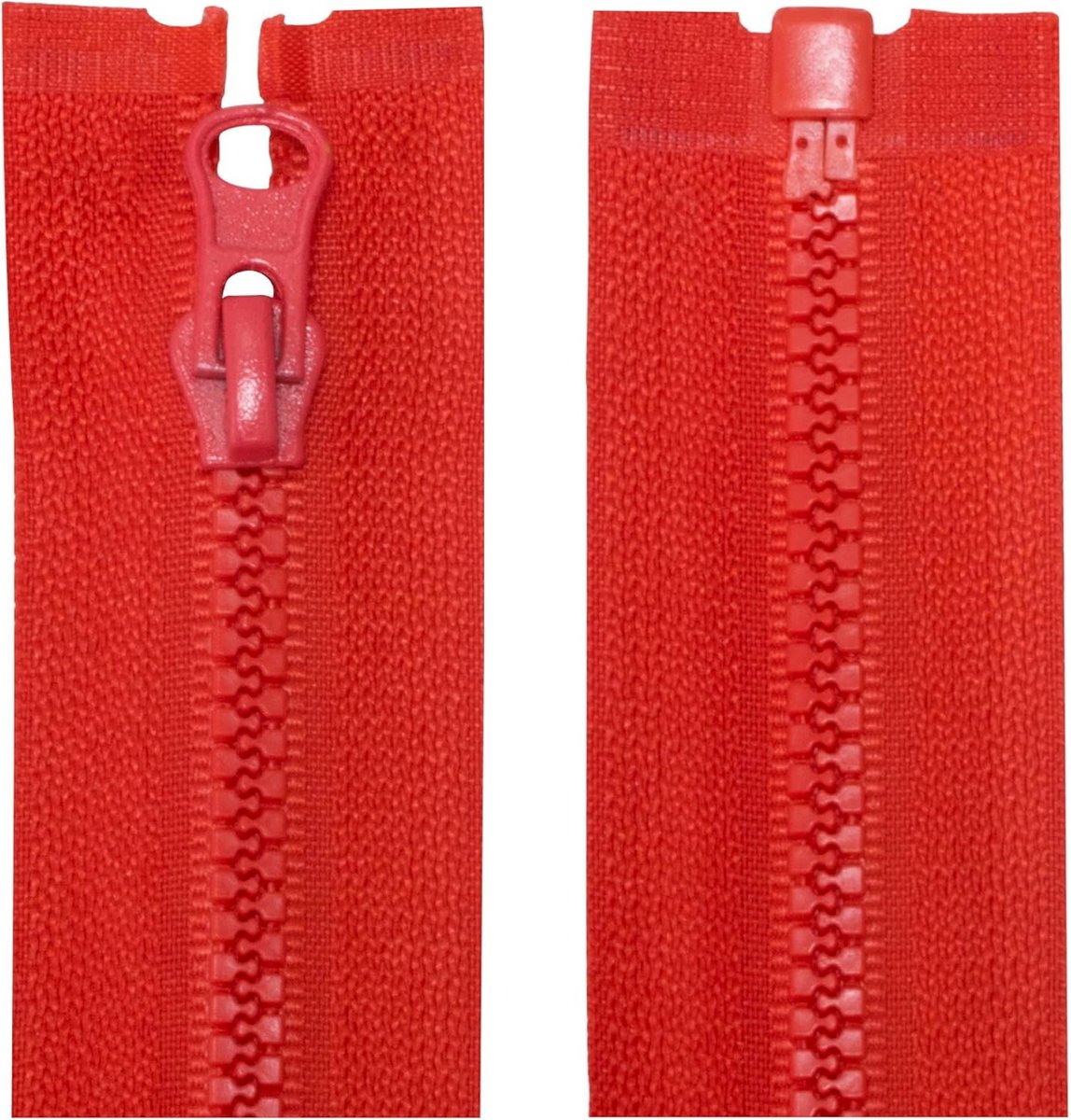 Set van 2 Deelbare Ritssluitingen Nr. 3, 65 cm, Rood - Sterke Metalen Schuiver voor Kleding en Jassen