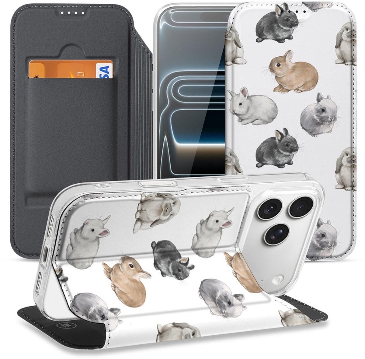 Flip Style Cover Apple iPhone 17 Pro Max Konijntjes