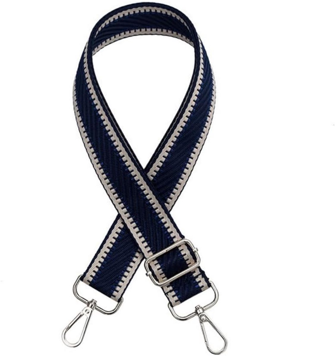 Verstelbare Tasband 3.8 cm Breed voor Schoudertas, Handtas of DIY Accessoires - Blauw met Zilveren Gesp