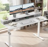 Ergonomisch Elektrisch Zit-Sta Bureau met Dubbele Laden – Verstelbaar 72-116 cm – Compact 100x60 cm – Wit – Staand Werkplek Bureau voor Thuis en Kantoor A-Furniture