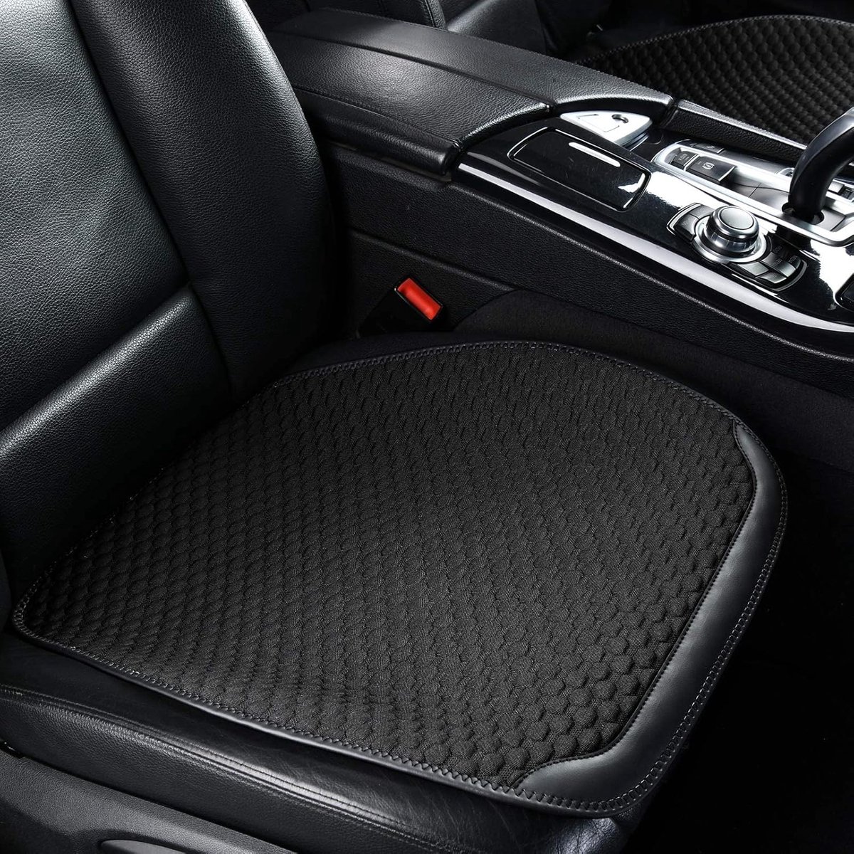 Famanu – Zitkussen autostoelbeschermer, set van 2, ademend en antislip, tegen zweten, universeel, zwart