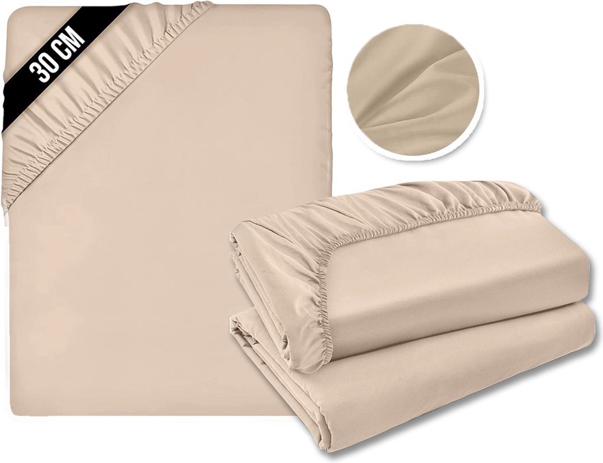NBAP® Matrasovertrek 180x200 - Hoeslaken - Matrashoes - Super Zacht - Beige
