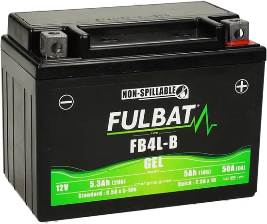 Fulbat YB4L-B Scooter Accu 12V 5.3Ah – Gel SLA Accu | Onderhoudsvrij & Gebruiksklaar