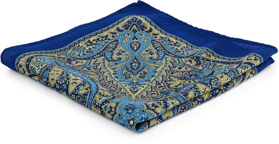 Pochette de costume fantaisie bleue et jaune