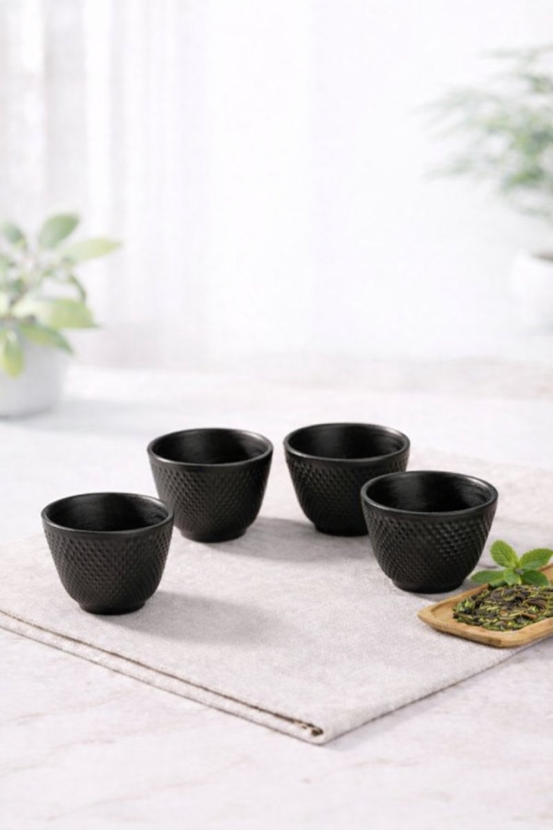 Afecto Theekopjes Set – 4-delig – Zwart – keramiek –
