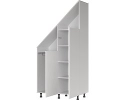 Kledingkast tegen schuine wand zolder slaapkamer - opbergkast geschikt voor schuine daken dakkapel - schuine wand links