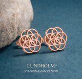 Lundholm Oorknopjes Dames Bloem des Levens Rose goud kleurig – Premium Stainless Steel Jewellery - Rose Goud Cadeau Vrouw - My Pia Serie - Flower of Life Oorbellen Rose Goud kleurig – Perfect Cadeau voor Vrouw