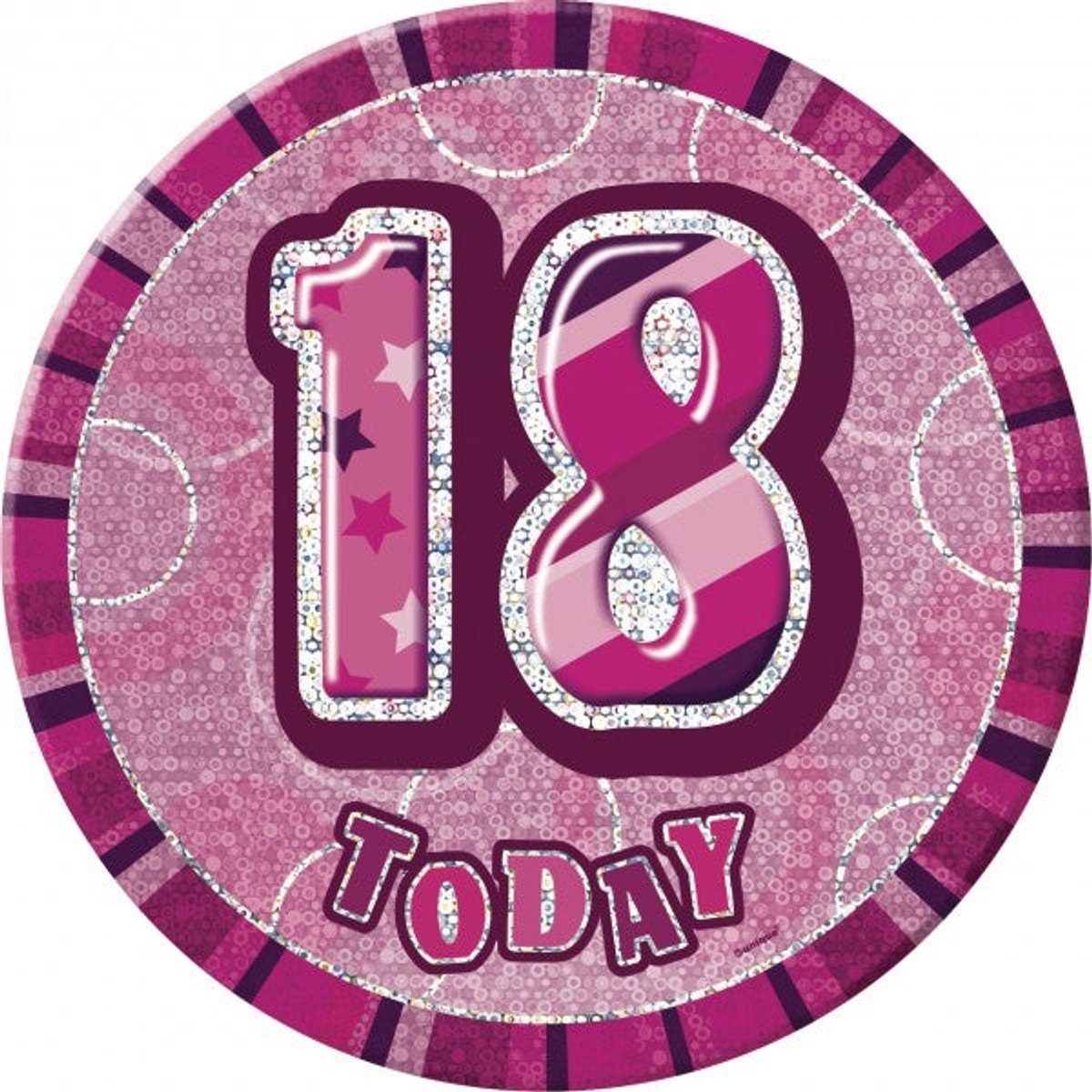 XXL Glitter Button 18e Verjaardag Roze