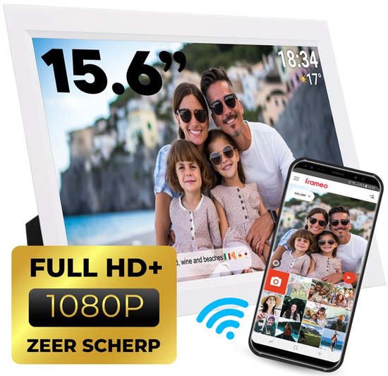 Denver Digitale Fotolijst 15.6 inch – XL – Full HD – Frameo App – Fotokader – Digitale kalender – WiFi – 16GB – IPS Touchscreen – PFF1503W