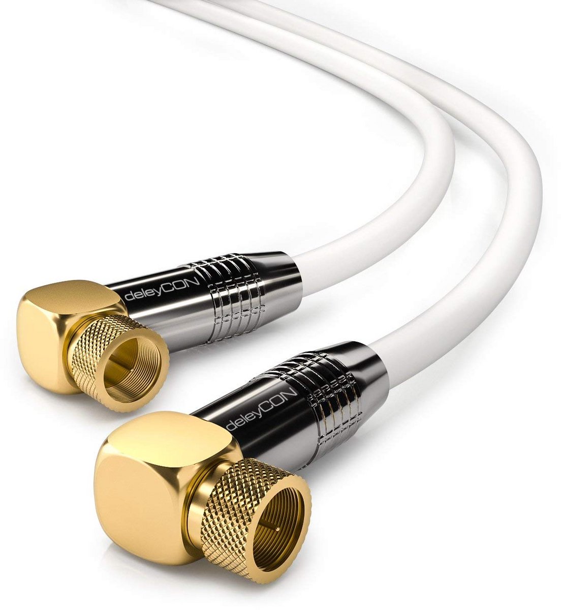 12.5m Satelliet Antenneskabel - Geschikt voor 4K Ultra-HD HDTV - Met 2x Haakse F-Connector