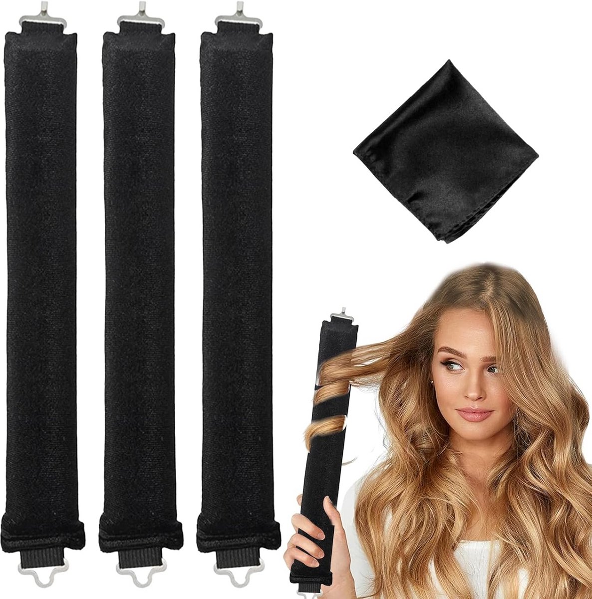 3 Stuks Hitteloze Haarrollers voor Krullen in Model, Geschikt voor Lang en Kort Haar