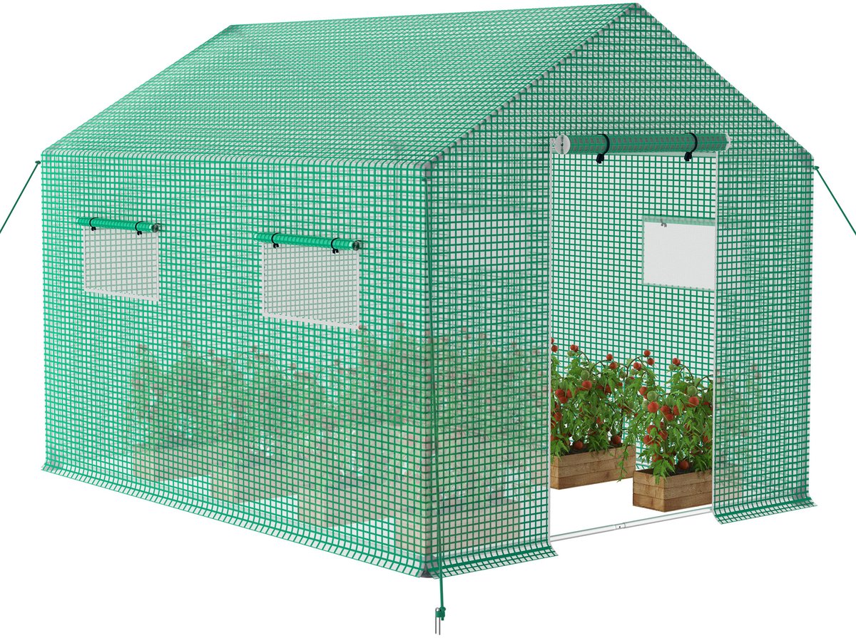 Aufun Foliekas 3x2x2 m Aluminium Frame – Groene Kas met Deur en Vensters – Complete Kas Set voor Buiten en Tuin