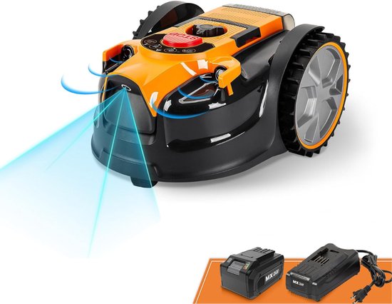 DVDSS® Robot grasmaaier – zelfrijdende grasmaaier – Tuin gereedschap – 100m2 – Geel/Zwart