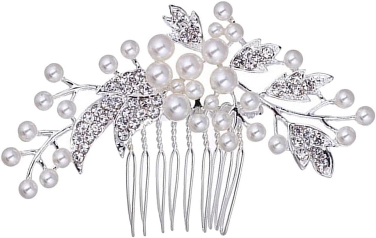 Luxe Haaraccessoire met Parels, Kristallen en Bloemen voor Bruid en Feest