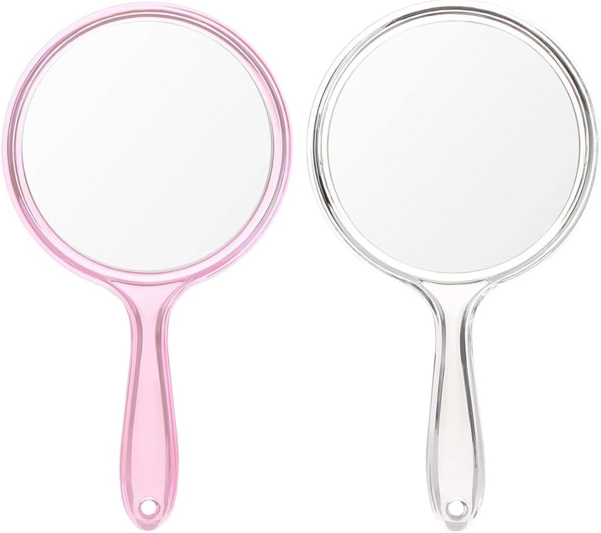 Set van 2 Draagbare Handspiegels met Handvat voor Make-up
