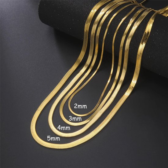 Roestvrijstalen Lange Ketting 50 cm x 2mm - Heren & Dames Halsketting, Trendy Mode-Sieraden Cadeau 2026 - Goud van Zoukko. — afbeelding 2