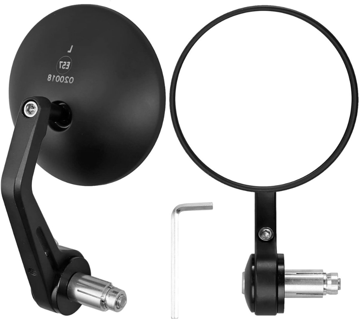 VIN® Bar End Spiegels - Motor Spiegels – 2 Stuks - Stuurspiegel – Scooterspiegels Universeel - Achteruitkijkspiegel Motor - Scooter Spiegels – Motorfiets & Scooter Accessoires - Zwart
