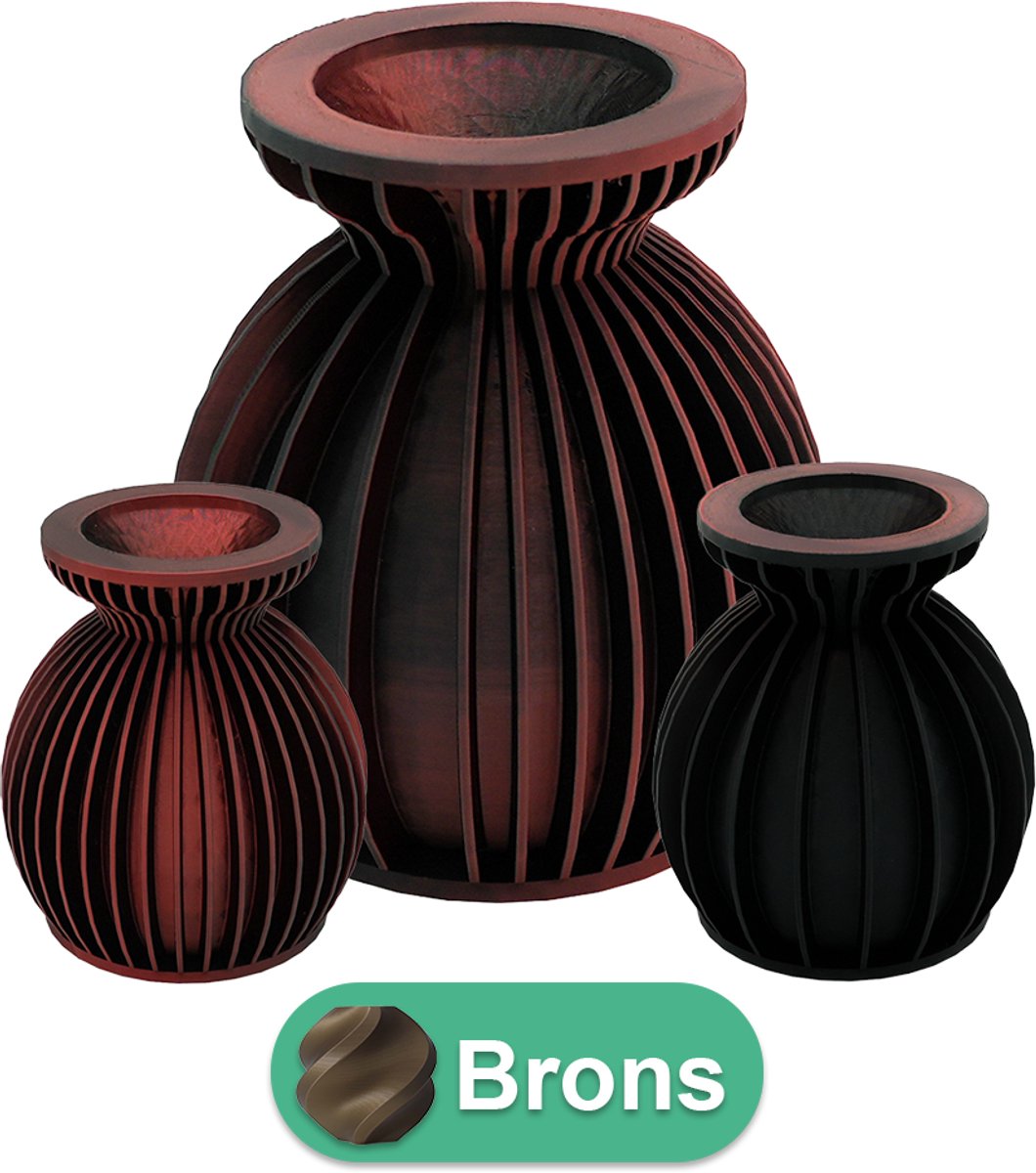 Lovora Elin moderne vaas – Decoratieve vaas - Brons - 3d geprinte vaas – geschikt voor droogbloemen - 30CM