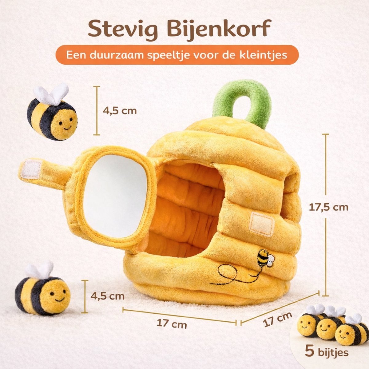 Baby Speelgoed 6 Maanden tot 12 Maanden - Sensorisch Pluche Bijenkorf Speelgoed voor Baby 1 jaar 2 jaar - Rammelaar, Knisperpapier, Spiegel - Montessori Speelgoed voor Peuters van 0-2 jaar - Sinterklaas Cadeautjes Baby — cadeau in Spellen & Speelgoed - foto 5