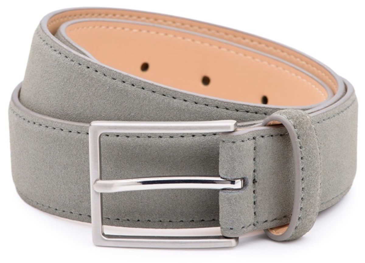 DTCH.FIT Herenriem Suède Bobby - Riem Lichtgrijs - Pantalon & Jeans Broekriem - Riemmaat: 115cm - Totale lengte 130cm