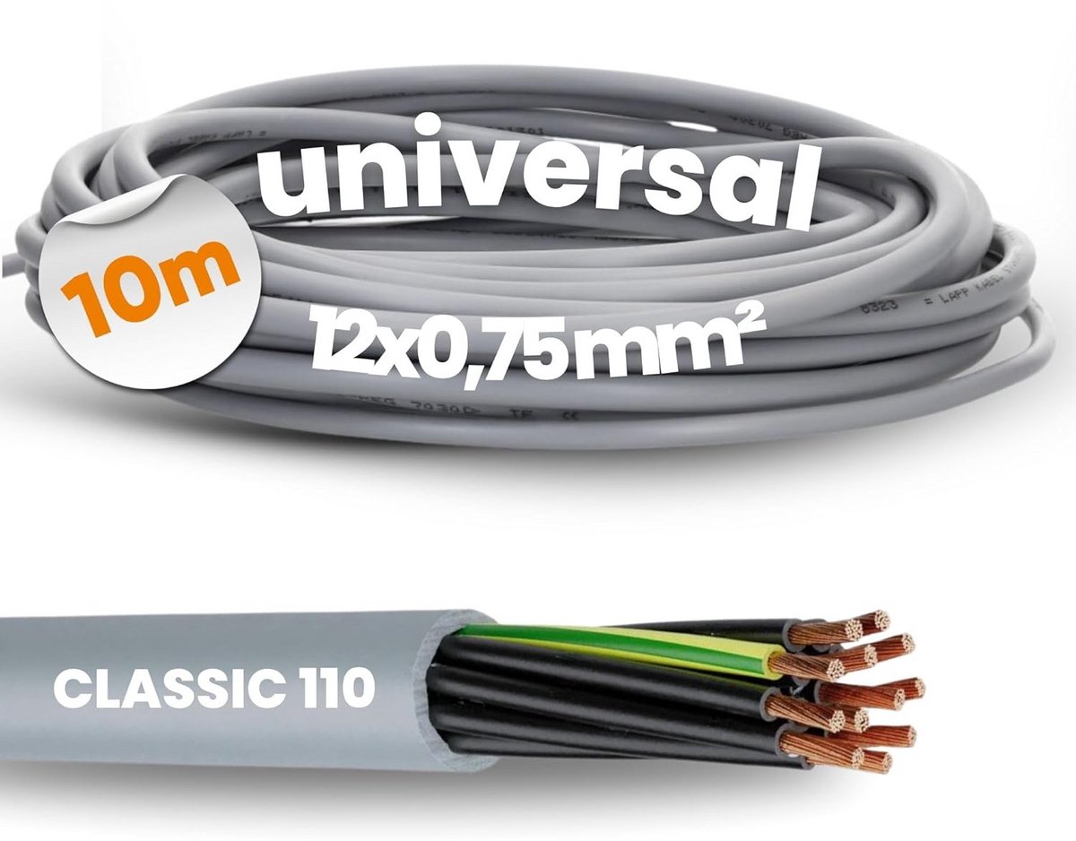 Flexibele 12-aderige PVC Stuurkabel 0.75 mm² - 10 Meter - Groen/Geel