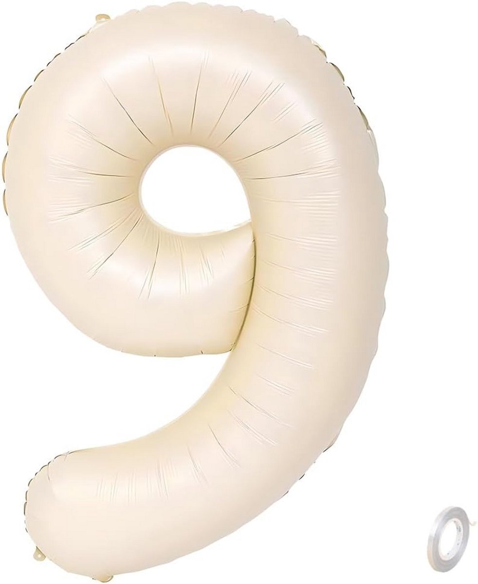 Grote Folieballon Cijfer 9 Wit 101 cm Ballon voor Verjaardag en Jubileum
