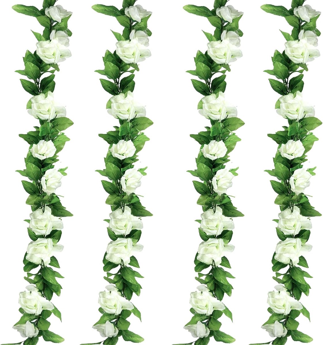 Famanu 4 Trossen Kunstmatige Zonnebloemen - Nepzijden Boeketten Met Stengels - Realistische Gele Faux Bloemen Voor Arrangement Centerpieces Bruiloft WIT