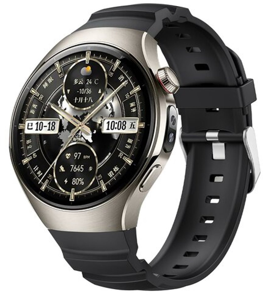 By Qubix - Contour siliconen band 'True Fit' - Zwart - geschikt voor Huawei Watch 5 - 42mm