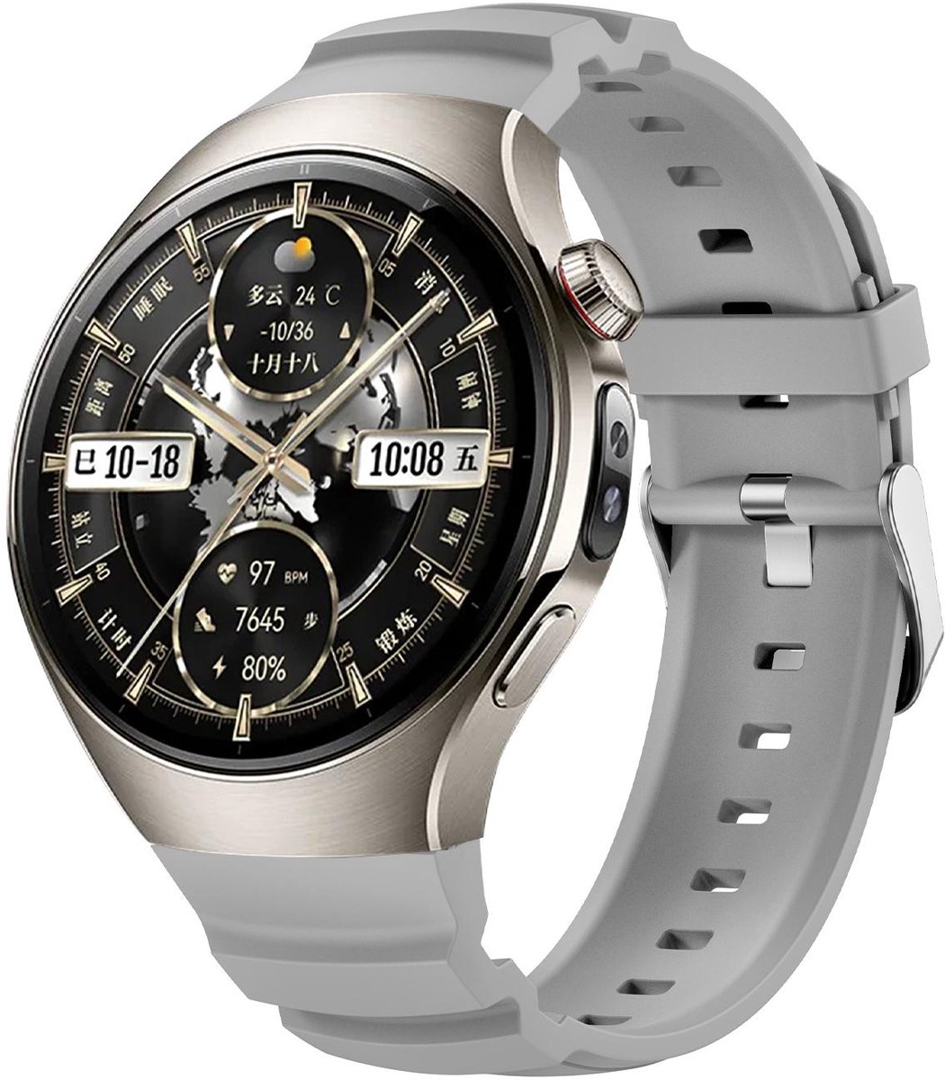 By Qubix - Contour siliconen band 'True Fit' - Grijs - geschikt voor Huawei Watch 5 - 46mm