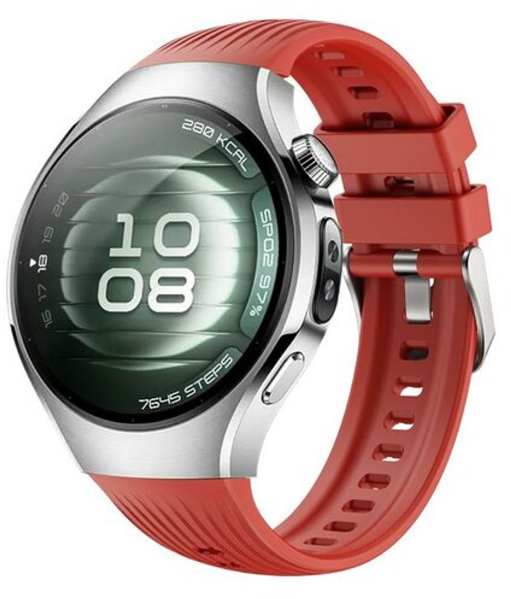 By Qubix - Siliconen bandje 'True Fit' - Rood - geschikt voor Huawei Watch 5 - 42mm
