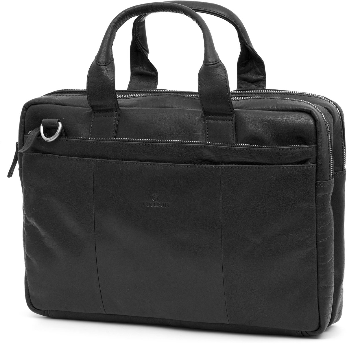 Montreal Zwart Lederen Laptoptas
