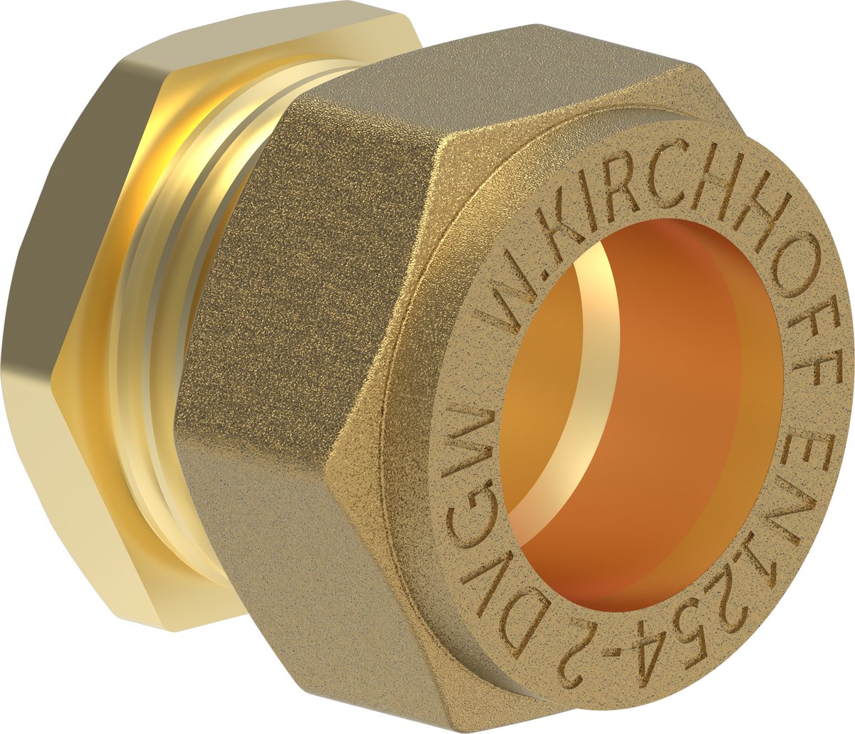 KIRCHHOFF MS eindstuk, blanco, 12 mm, knelfitting voor koperen buis,