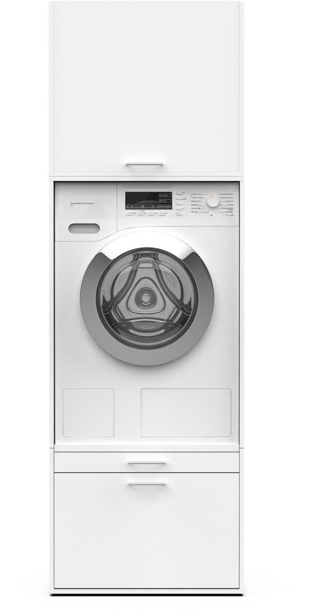 Washcab® Wasmachine Kast - Wasmachine Verhoger - Wasmachine Ombouw - Wit - Solo Set 1