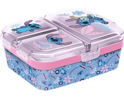 Disney's Stitch Kinderlunchbox Pink Jungle – Broodtrommel met 4 vakken voor kinderen vanaf 4 jaar - Vaatwasserbestendig & BPA-vrij - Lichtblauw/Roze