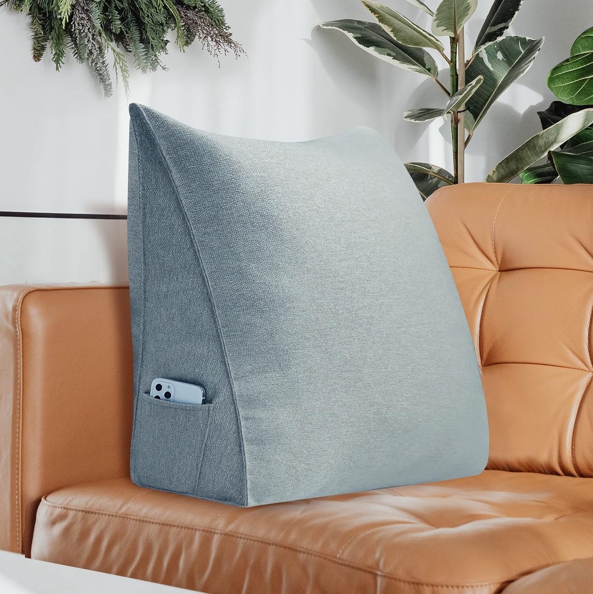 Ergonomisch Wigkussen voor Bed en Bank - Groot Comfortabel Rugkussen voor Lezen en Rust