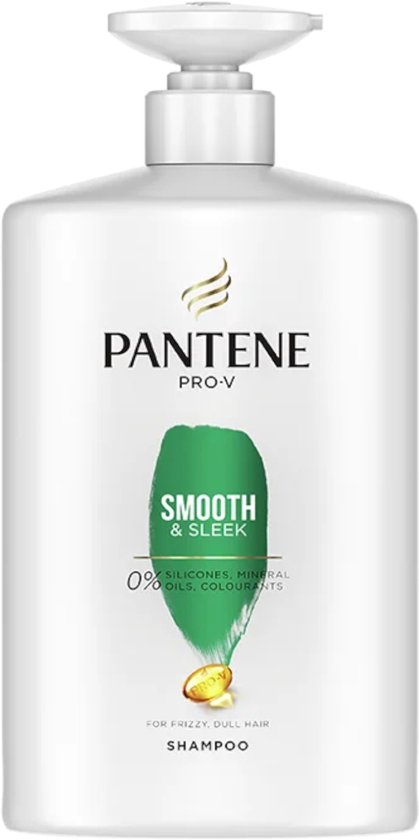 Shampooing Pantene Pro-V Smooth & Sleek, 1L. 0% silicones, huiles minérales, colorants.