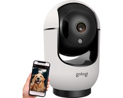 Gologi Huisdiercamera met App – 2K 4MP Ultra HD – Hondencamera – Pet camera – Beveiligingscamera Binnen – Security camera – Voor alle huisdieren – Met wifi – Wit