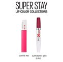 Maybelline Super Stay Matte Ink en SuperStay 24H 2-in-1 lipsticks. Een fuchsia en een bordeaux rode lipstick.
