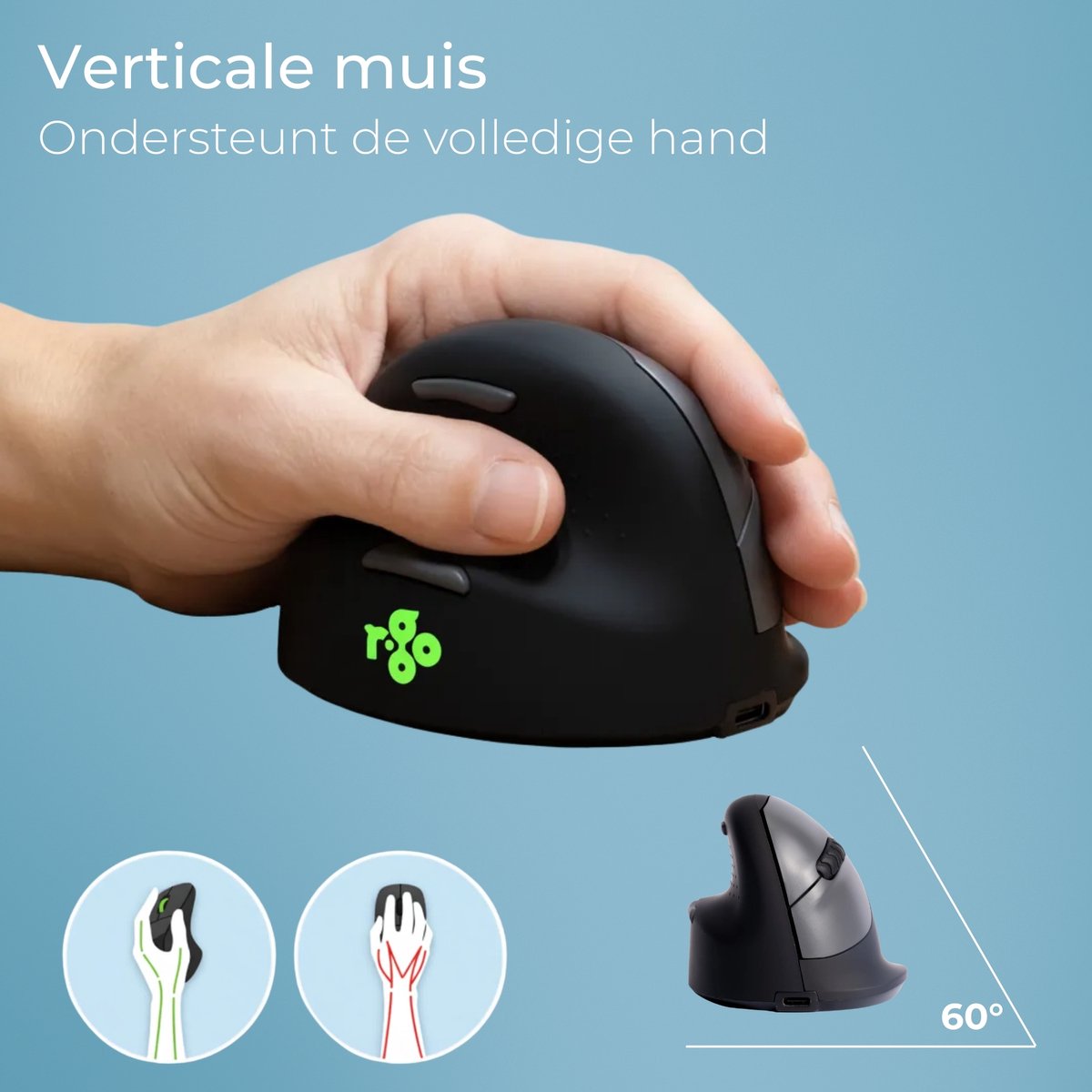 R-Go HE verticale muis: ergonomisch comfort voor linkshandigen thumbnail 3
