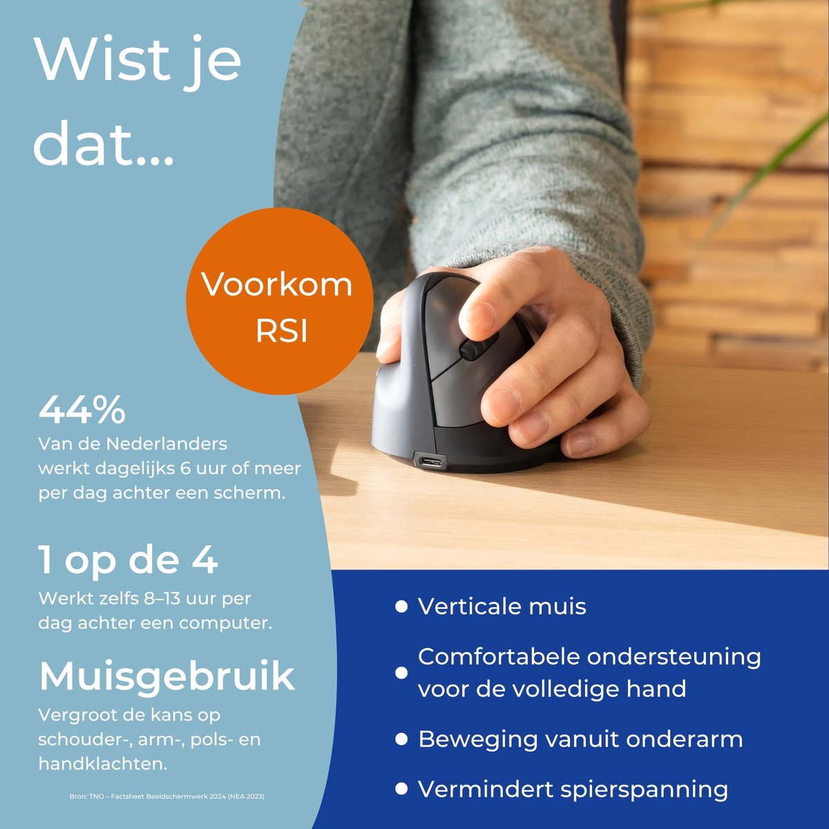 R-Go HE verticale muis: ergonomisch comfort voor linkshandigen thumbnail 4