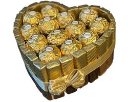 Luxe Chocolade Hart – Ferrero Rocher & Merci – Geschenkverpakking – Valentijn Cadeau