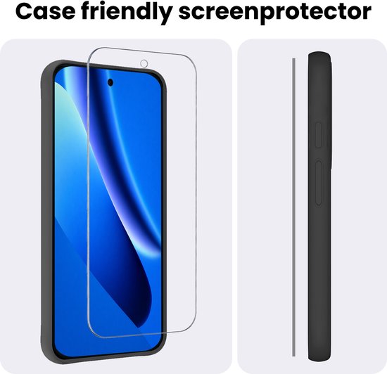 Case friendly screenprotector. Past naast een hoesje.