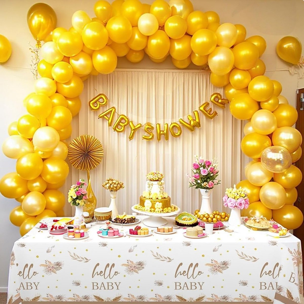 Set van 2 Gouden Boheemse Tafelkleden voor Feesten en Babyshowers (180x108 cm)