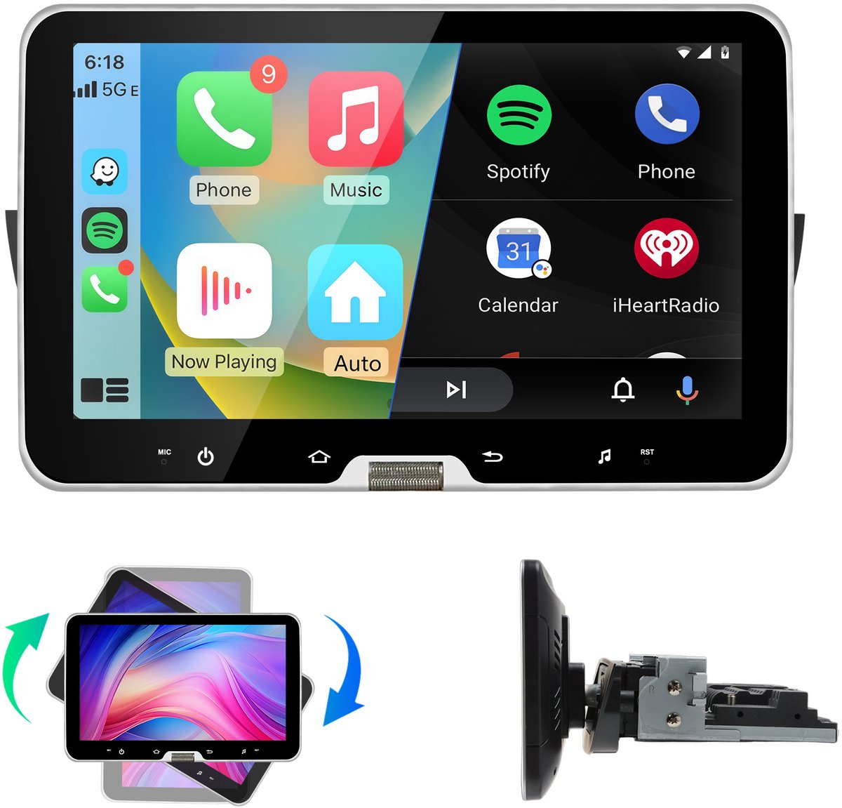 Junsun Android 15 Autoradio Geschikt Voor fiat 500 500C/S 2007-2015 Accessoires, 2GB+64GB, Draadloze CarPlay, DAB+, GPS-Navigatie, Bluetooth, 10.1-inch Touchscreen, DSP, Quad-core processor