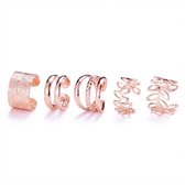 5 Roségoudkleurige ear cuff oorbellen set voor dames – verstelbare oor cuffs zonder gaatjes