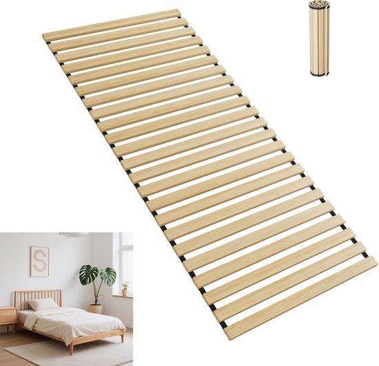 Froadp Rolrooster 90x200 cm – Stabiel lattenrooster/rolrooster Bedbodem met 23 latten, ca. 2 cm dik, belastbaar tot 300 kg – flexibel, ruimtebesparend en ademend, ideaal voor eenpersoonsbedden en tweepersoonsbedden