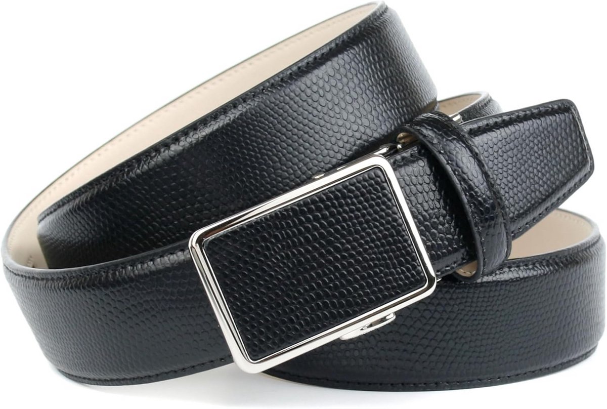 Luxe leren herenriem met reptielenlook en magneetsluiting