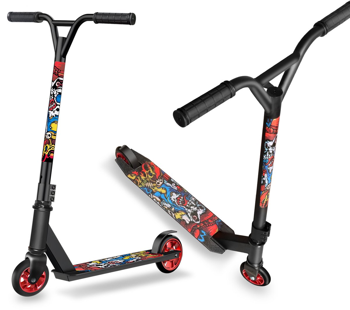 Step-Stuntstep 100 mm ABEC 9 lagers-Kinderstep Aluminium frame-Rode wielen-Step voor Kinderen en Tieners-Zwart